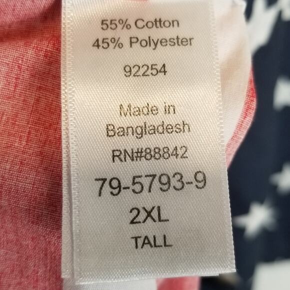 King Size Men's American Flag Short Sleeve Casual Button Up Shirt Size 2XL Tall - Picture 4 of 5